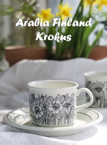 Arabia Finland Krokus아라비아핀란드 크로커스(블랙) 커피잔 세트