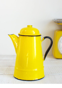 [1960&#039;s Vintage]Vivid Yellow Coffee Pot빈티지 옐로우 법랑 커피팟