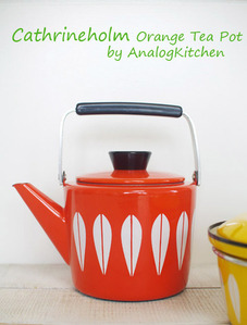 캐서린홀름CathrineHolm Tea Pot 오렌지/화이트로터스 티팟민트컨디션