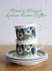 Arabia Finland Krokus아라비아핀란드 크로커스(그린) 커피잔 세트